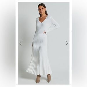 ASTRA MIDI DRESS - V NECK LONG SLEEVE KNIT DRESS